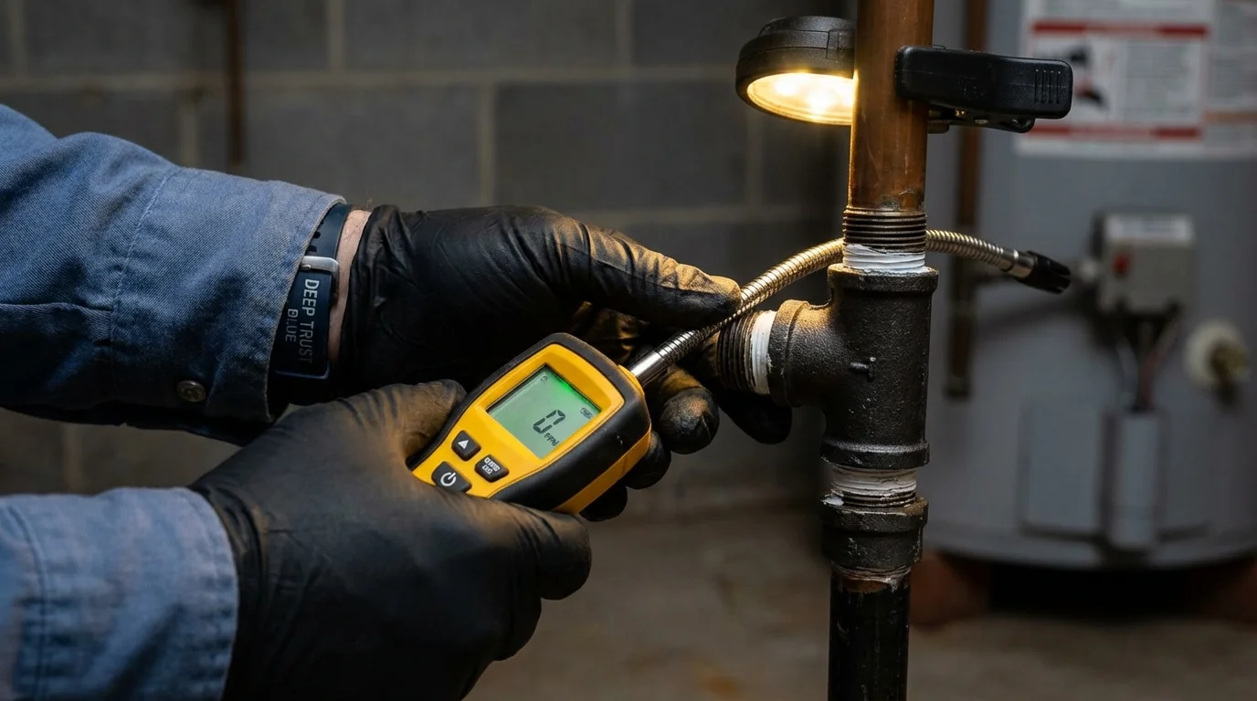 Gas leak detection with electronic sniffer by Johns Plumbing LLC in Templeton